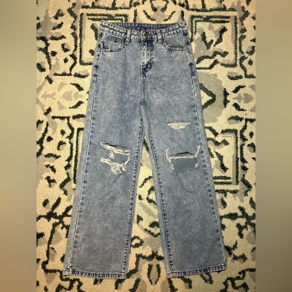 SHEIN Light Blue Ripped Teen 10-11Y Jeans